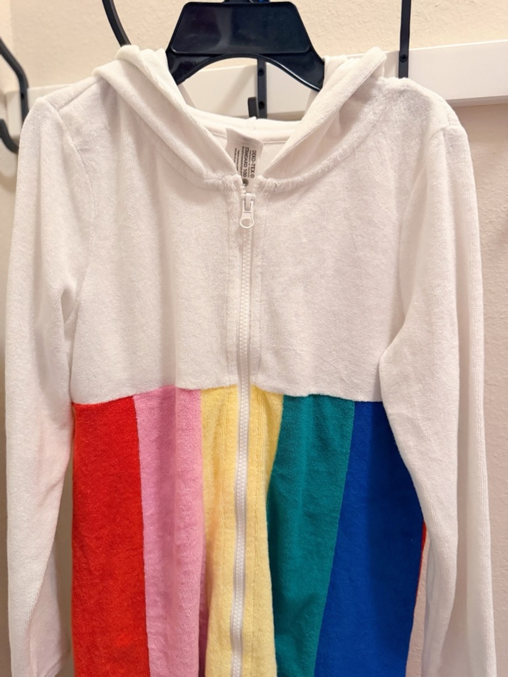 Hanna Andersson Cream Hooded Zip Robe with Rainbow Stripe Skirt - Picture 2 of 12